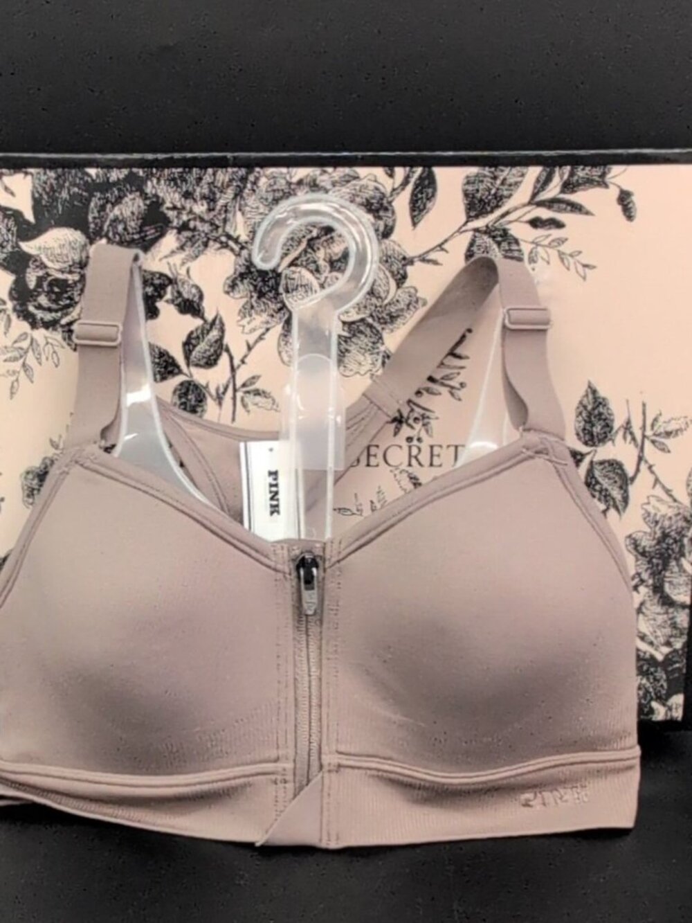 Victoria Secret Seamless Air Front Zip High Support Sports Bra XS Iced Coffee